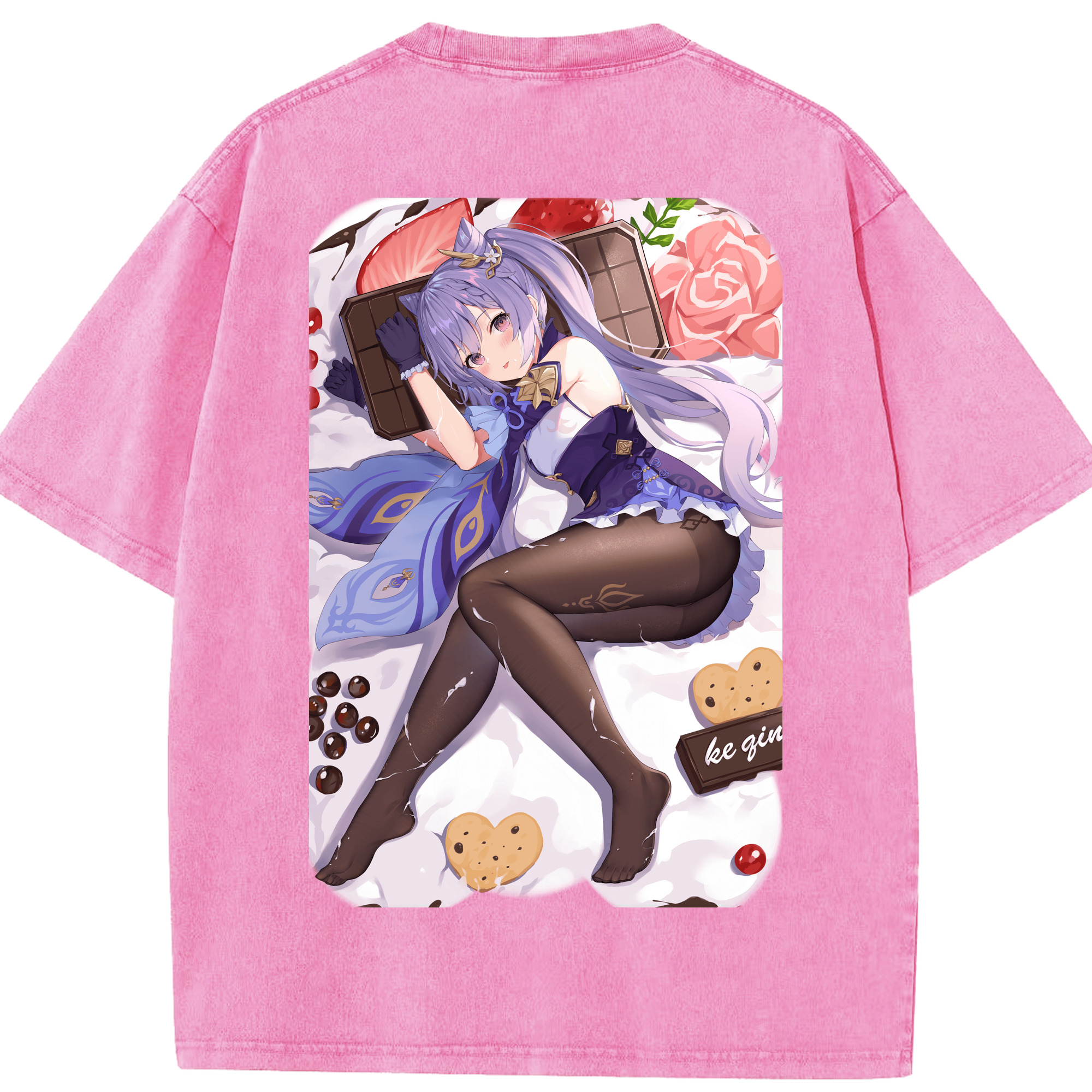 げんし神 刻晴 こくせい genshin Kokusei 綿100% ヴィンテージ風 半袖Tシャツ（背面プリント）